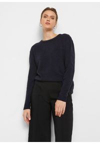 bonprix - Sweter melanżowy z okrągłym dekoltem. Kolor: niebieski. Materiał: dzianina. Wzór: melanż