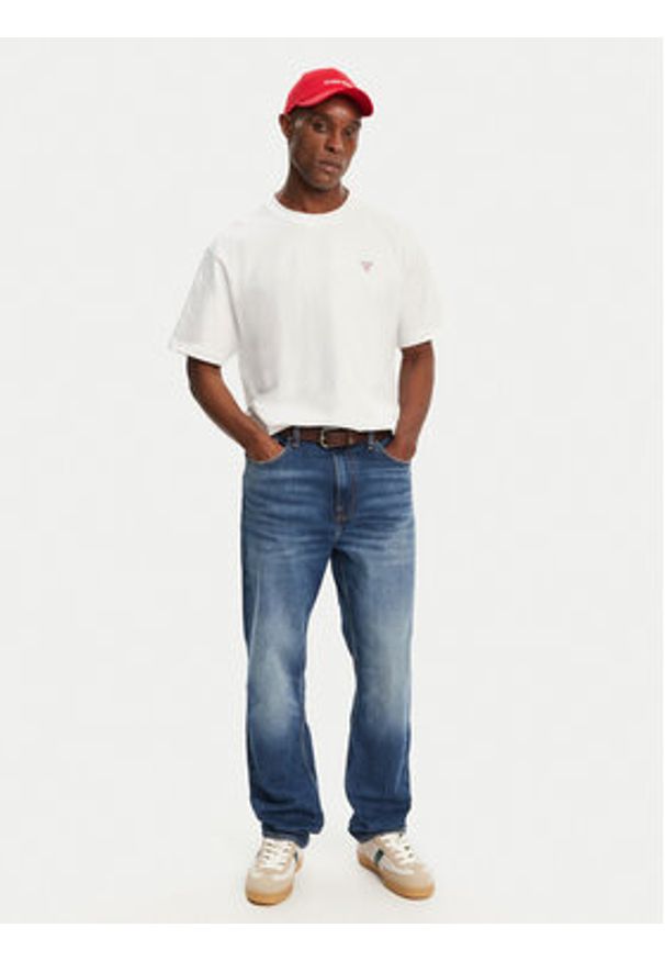 Guess Jeans T-Shirt M4YI46 K8FQ4 Biały Regular Fit. Kolor: biały. Materiał: bawełna