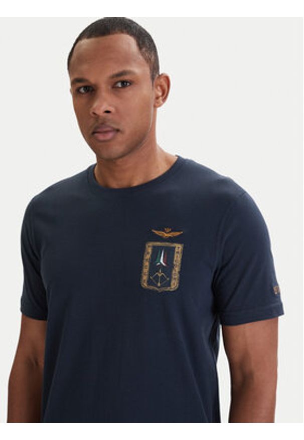 Aeronautica Militare T-Shirt 261TS2534UJ00641 Granatowy Regular Fit. Kolor: niebieski. Materiał: bawełna