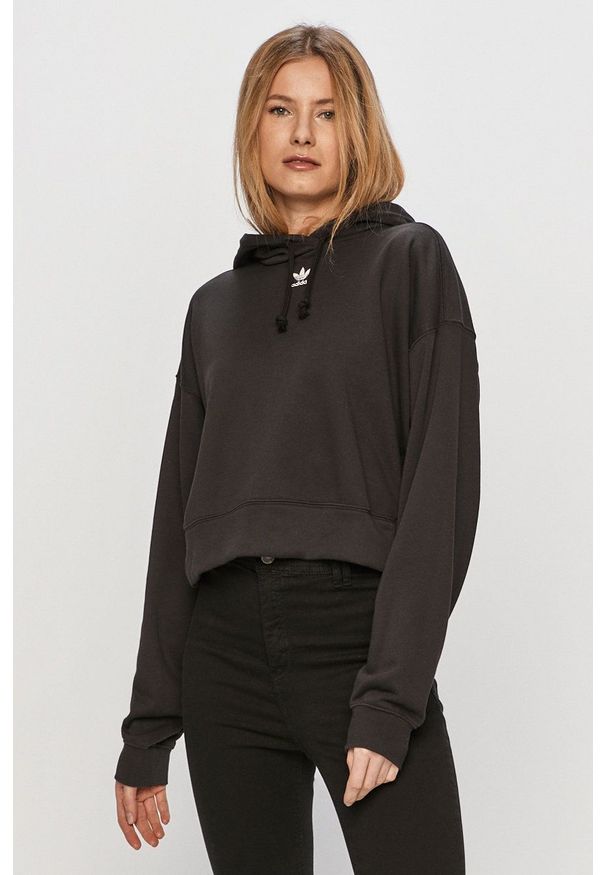 adidas Originals - Bluza. Okazja: na co dzień. Typ kołnierza: kaptur. Kolor: czarny. Materiał: dzianina, poliester. Długość rękawa: długi rękaw. Długość: długie. Styl: casual