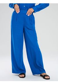 Sinsay - Spodnie wide leg - niebieski. Kolor: niebieski