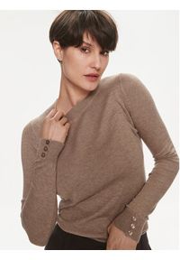 Vero Moda Sweter Silky 10268010 Brązowy Regular Fit. Kolor: brązowy. Materiał: syntetyk, wiskoza #3
