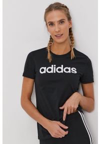 Adidas - adidas T-shirt GL0769 damski kolor czarny. Okazja: na co dzień. Kolor: czarny. Wzór: nadruk. Styl: casual