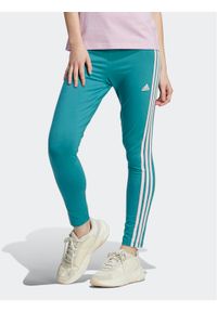 Adidas - adidas Legginsy Essentials 3-Stripes High-Waisted Single Jersey Leggings IL3378 Turkusowy. Kolor: turkusowy. Materiał: bawełna