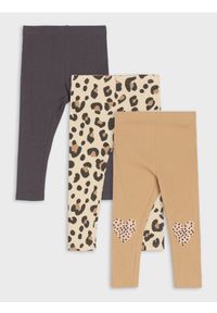 Sinsay - Legginsy 3 pack - kremowy. Kolor: kremowy