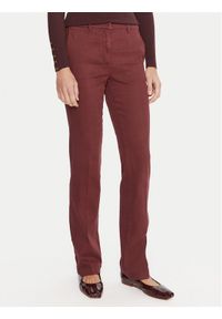 Marella Chinosy Rovo 2523136055 Bordowy Slim Fit. Kolor: czerwony. Materiał: bawełna