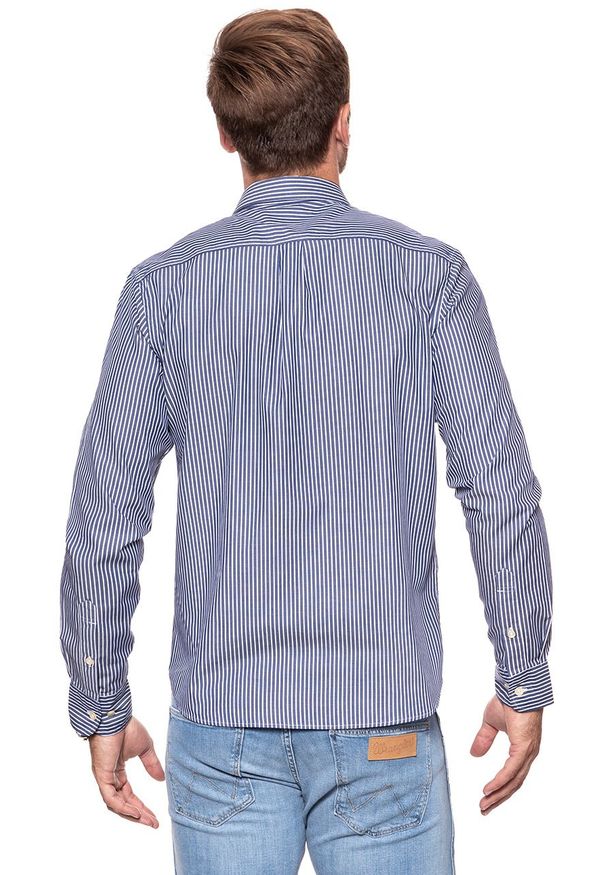 Lee - KOSZULA LEE SLIM BUTTON DOWN WHITE L66VBB12. Typ kołnierza: button down. Wzór: aplikacja, paski