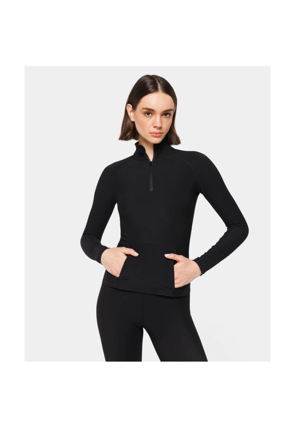 Longsleeve Carpatree prążkowany z kieszenią Onyx Flow czarny. Kolor: czarny. Materiał: prążkowany. Długość rękawa: długi rękaw. Sport: joga i pilates