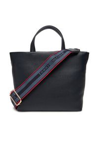 TOMMY HILFIGER - Tommy Hilfiger Torebka Th Logotape Mini Tote AW0AW17694 Granatowy. Kolor: niebieski. Materiał: skórzane #3