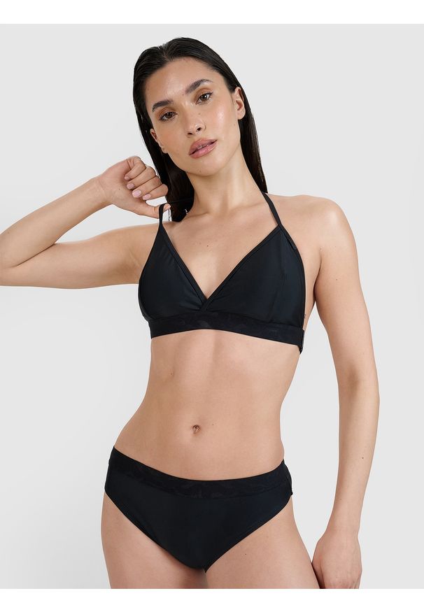 4f - 4F Góra od bikini damska - czarna M. Kolor: czarny. Materiał: guma, włókno, syntetyk, materiał, elastan
