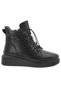 Czarne Botki Filippo Modne Buty Damskie. Zapięcie: sznurówki. Kolor: czarny. Materiał: jeans. Szerokość cholewki: normalna. Wzór: aplikacja. Styl: sportowy, elegancki #4