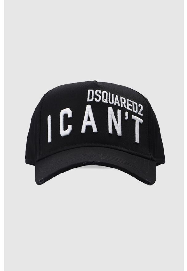 DSQUARED2 Czarna czapka z daszkiem icant. Kolor: czarny. Wzór: napisy