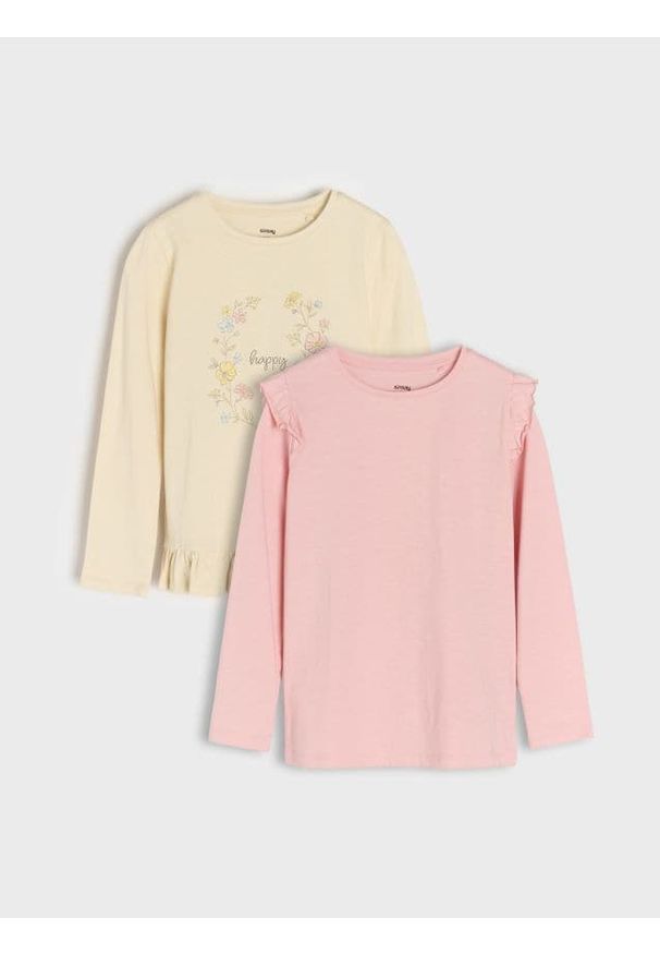 Sinsay - Koszulka z długimi rękawami 2 pack - wielobarwny. Typ kołnierza: kołnierz z falbankami. Długość rękawa: długi rękaw. Długość: długie