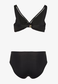 Born2be - Czarne Bikini Biustonosz i Majtki Typu Figi z Ażurowym Wzorem Lunella. Kolor: czarny. Wzór: ażurowy