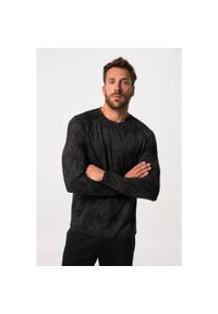 JAY-PI - Męska Koszulka z długim rękawem FLEXNAMIC® fitness okrągły dekolt. Kolekcja: plus size. Kolor: czarny. Materiał: elastan, poliester, materiał. Długość rękawa: długi rękaw. Długość: długie. Wzór: nadruk. Sport: fitness
