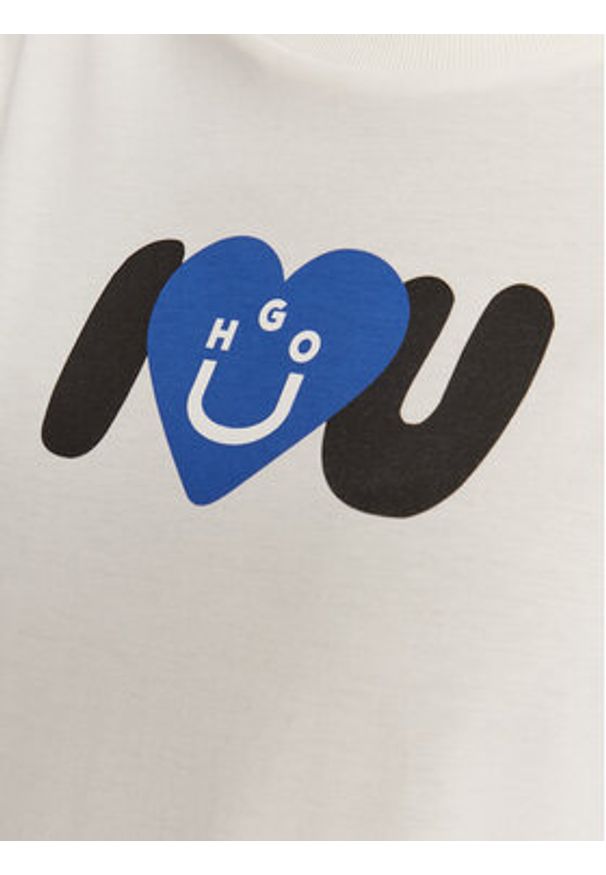 Hugo - HUGO T-Shirt Vintage 50545053 Écru Loose Fit. Kolor: kremowy. Materiał: bawełna. Styl: vintage
