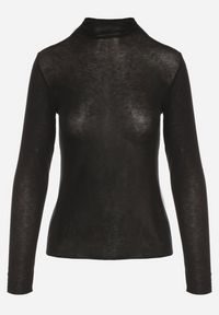 Born2be - Czarna Bluzka z Golfem Typu Longsleeve z Wiskozy z Kaszmirem Fedine. Okazja: na co dzień. Typ kołnierza: golf. Kolor: czarny. Materiał: wiskoza, kaszmir. Długość rękawa: długi rękaw. Styl: klasyczny, casual, elegancki #7