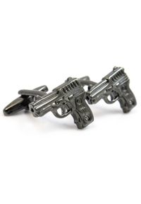Adam Collection - Grafitowe spinki do mankietów - pistolety A173. Kolor: szary #1