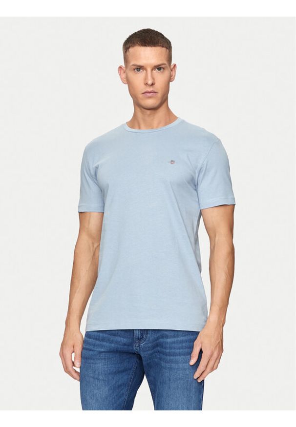 GANT - Gant T-Shirt Shield 2003185 Niebieski Slim Fit. Kolor: niebieski. Materiał: bawełna