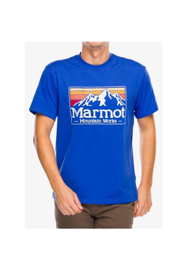 Koszulka bawełniana męska Marmot MMW Gradient Tee. Kolor: niebieski. Materiał: bawełna. Wzór: gradientowy