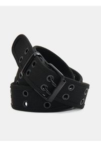 Sinsay - Pasek parciany z metalowymi oczkami - czarny. Kolor: czarny #1