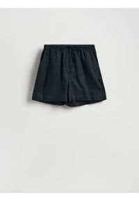 Reserved - Lniane szorty - czarny. Kolor: czarny. Materiał: len