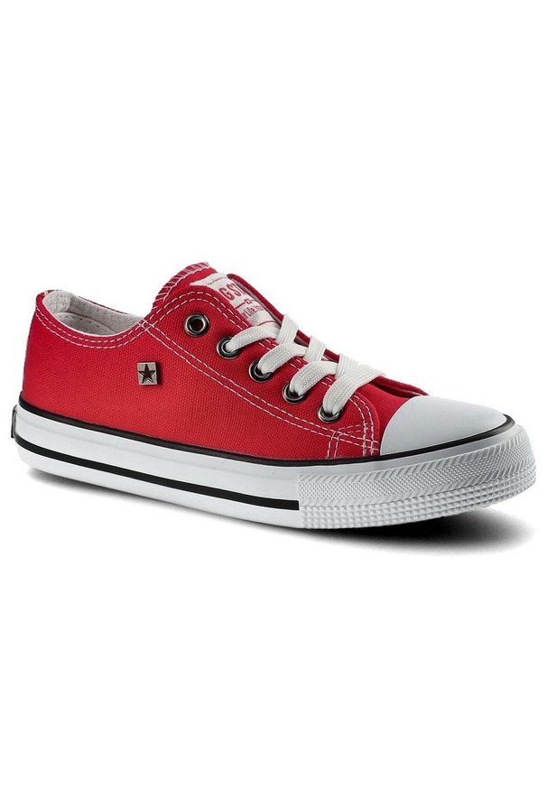 Big-Star - Czerwone Trampki Big Star Dziecięce Wygodne Buty. Kolor: czerwony. Materiał: jeans, guma, materiał. Szerokość cholewki: normalna. Wzór: aplikacja