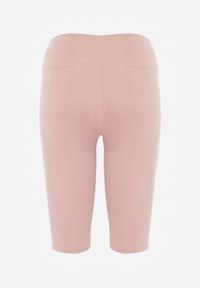Renee - Różowe Szorty Bikery High Waist z Wyszczuplającym Pasem Briarrose. Okazja: na co dzień. Stan: podwyższony. Kolor: różowy. Materiał: len. Styl: sportowy, casual #5