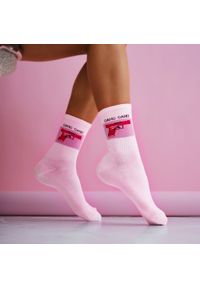 Milena - Różowe skarpetki damskie gang gang 1228. Kolor: różowy. Materiał: elastan, bawełna, poliamid, materiał #1