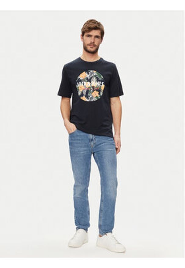 Jack & Jones - Jack&Jones T-Shirt Chill 12248072 Granatowy Standard Fit. Kolor: niebieski. Materiał: bawełna