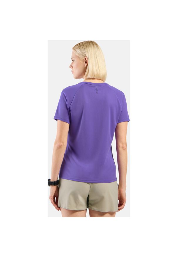 Koszulka damska Odlo ESSENTIAL PRINT T-shirt crew neck s/s. Kolor: fioletowy. Wzór: nadruk