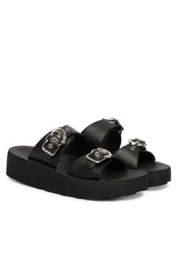 Love Moschino - LOVE MOSCHINO Klapki JA28274I0OIA0000 Czarny. Kolor: czarny. Materiał: skóra