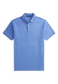 Ralph Lauren - RALPH LAUREN - Niebieska koszulka polo Custom Slim Fit. Typ kołnierza: polo. Kolor: niebieski. Materiał: bawełna, prążkowany. Wzór: haft, kolorowy #4
