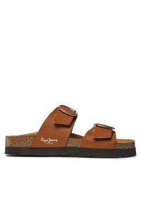 Pepe Jeans Klapki Oban California Suede PLS90607 Brązowy. Kolor: brązowy. Materiał: skóra