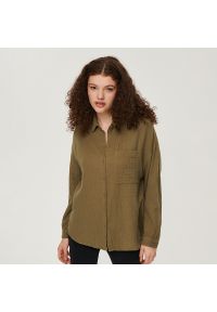 House - Muślinowa koszula loose fit khaki - Zielony. Kolor: zielony #1