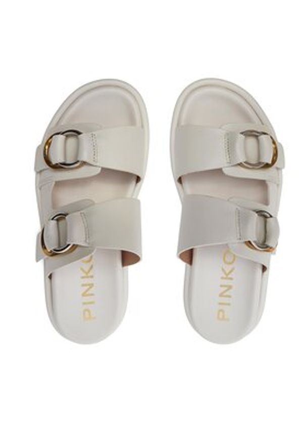 Pinko Klapki Flores 01 SD0057 P001 Écru. Materiał: skóra