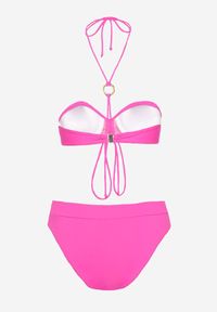 Born2be - Fuksjowe Bikini Biustonosz z Regulowanymi Ramiączkami i Sznurkiem Majtki Typu Figi Quibbia. Kolor: różowy. Wzór: aplikacja