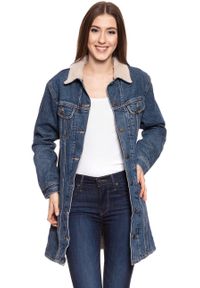 Lee - DAMSKA KURTKA JEANSOWA LEE SHERPA DUSTER DARK STONE L54ERDSS. Materiał: jeans #4