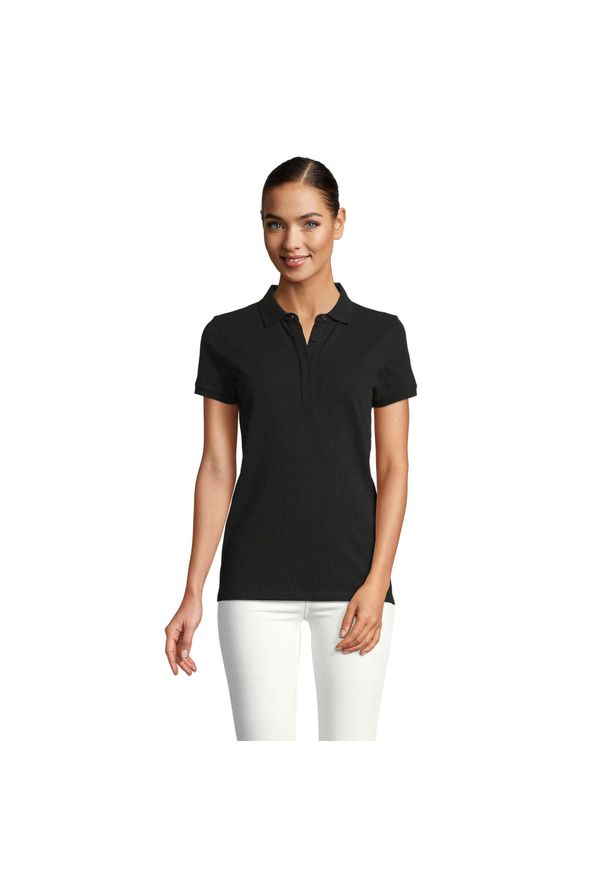 SOL'S - Damska koszulka polo Sol's Owen. Typ kołnierza: polo. Kolor: czarny. Materiał: bawełna
