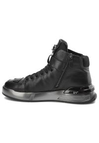 Czarne Sneakersy John Doubare Męskie Skórzane Buty. Okazja: na co dzień. Zapięcie: pasek. Kolor: czarny. Materiał: skóra. Wzór: aplikacja #6