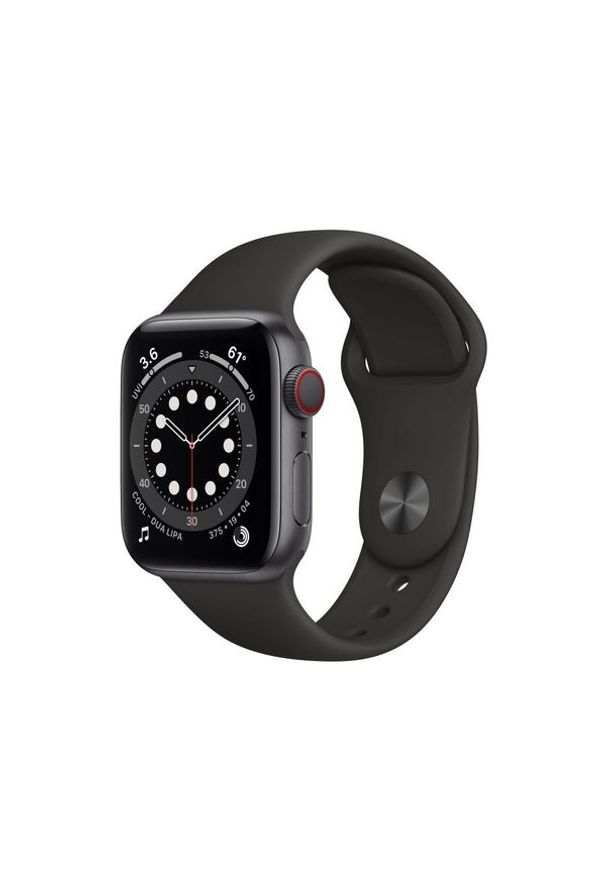 APPLE Watch Series 6 GPS + Cellular, 40mm Space Gray Aluminium Case with Black Sport Band - Regular. Styl: sportowy