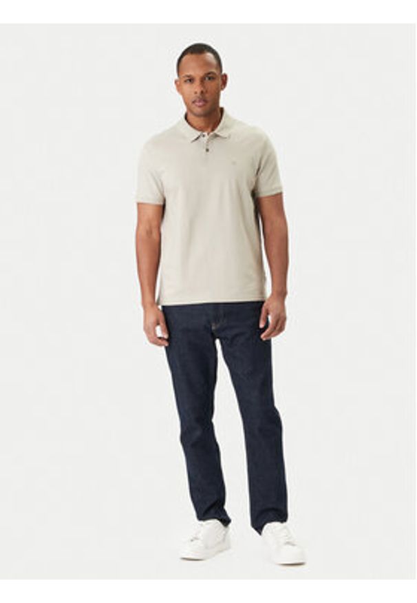 Calvin Klein Polo LV04LC254G Beżowy Slim Fit. Typ kołnierza: polo. Kolor: beżowy. Materiał: bawełna