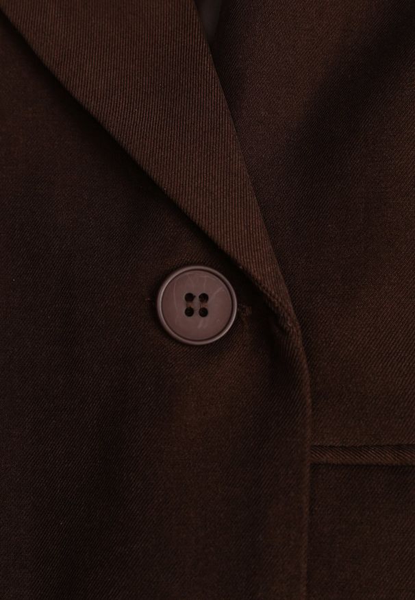 Born2be - Brązowa Dwurzędowa Marynarka w Stylu Oversize Clazara. Okazja: na co dzień, na spotkanie biznesowe, do pracy. Kolor: brązowy. Materiał: poliester, jeans. Styl: casual, biznesowy