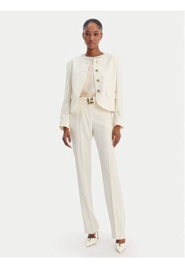 Marella Chinosy Elica 2613131063 Écru Slim Fit. Kolor: kremowy. Materiał: syntetyk