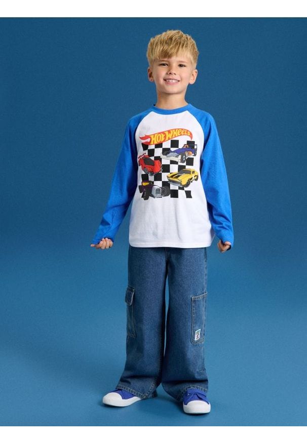 Sinsay - Koszulka z długimi rękawami Hot Wheels - mid blue. Długość rękawa: długi rękaw. Długość: długie