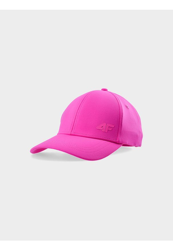 4f - Czapka z daszkiem strapback damska. Kolor: różowy. Materiał: dzianina, elastan