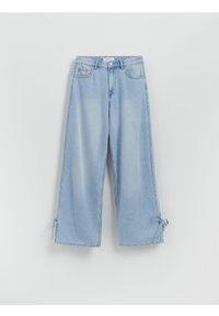 Reserved - Jeansy straight z kokardkami - niebieski. Kolor: niebieski #1
