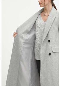 medicine - Medicine płaszcz z domieszką wełny kolor szary przejściowy dwurzędowy. Kolor: szary. Materiał: wełna. Wzór: aplikacja. Styl: klasyczny #3