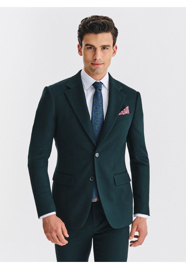 Pako Lorente - PAKO LORENTE – Zielona marynarka garniturowa. Kolor: zielony. Materiał: poliester, wiskoza, elastan. Styl: młodzieżowy