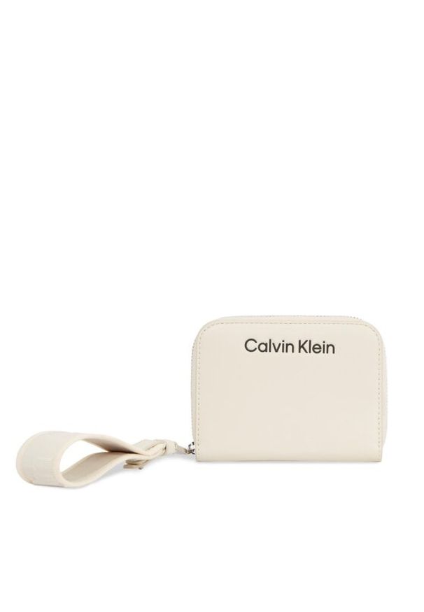 Calvin Klein Duży Portfel Damski Gracie K60K611688 Beżowy. Kolor: beżowy. Materiał: skóra